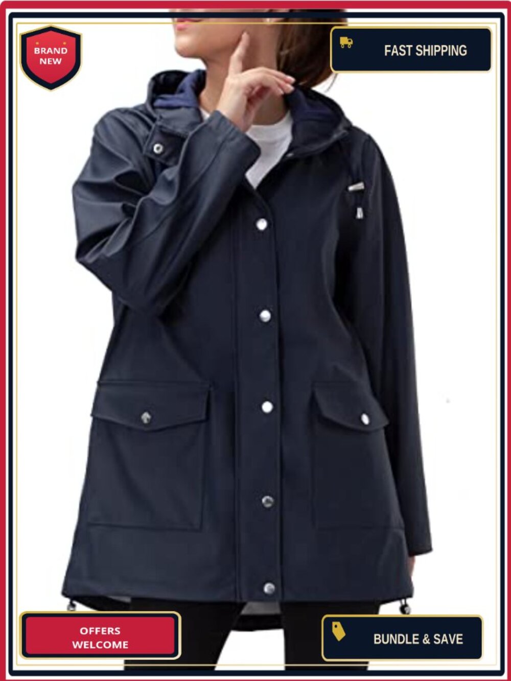 Waterproof Hooded Rain Jacket Women Hiking Windbreaker